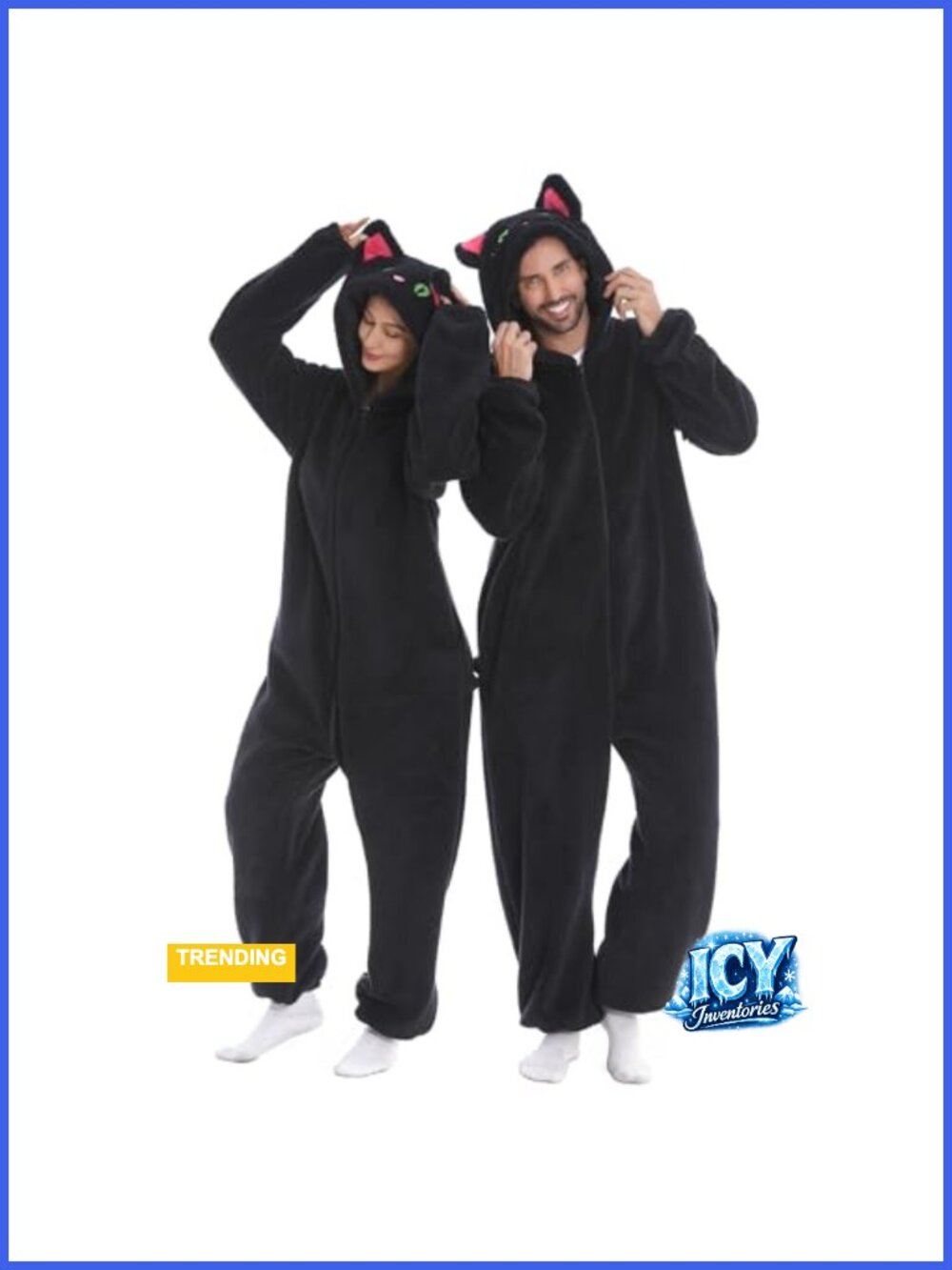 Fuzzy Flannel Fleece Onesie Pajamas with Hood Zipper Adult Costume